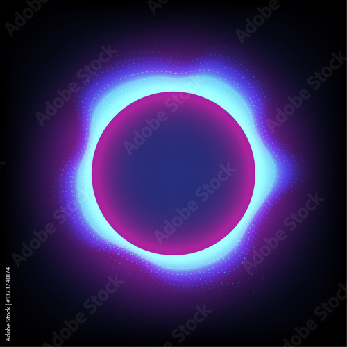 Glowing abstract sphere in space with light and dark contrast with a cosmic. Technology background. Copy space.