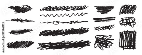 scribble grunge doodle line set. hand drawn lines messy pencil brush shapes and charcoal smears.