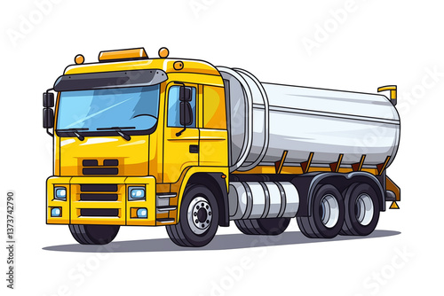 Yellow tanker truck isolated on transparent background. 
