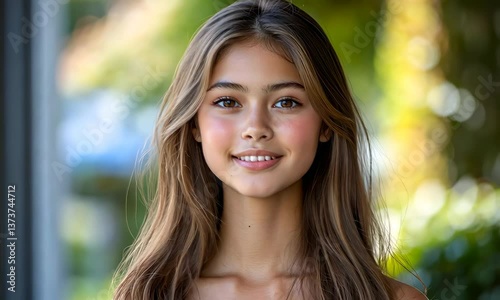 Young beautiful asian girl student smiling to camera 