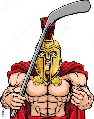 A trojan or spartan man ice hockey sports team cartoon mascot