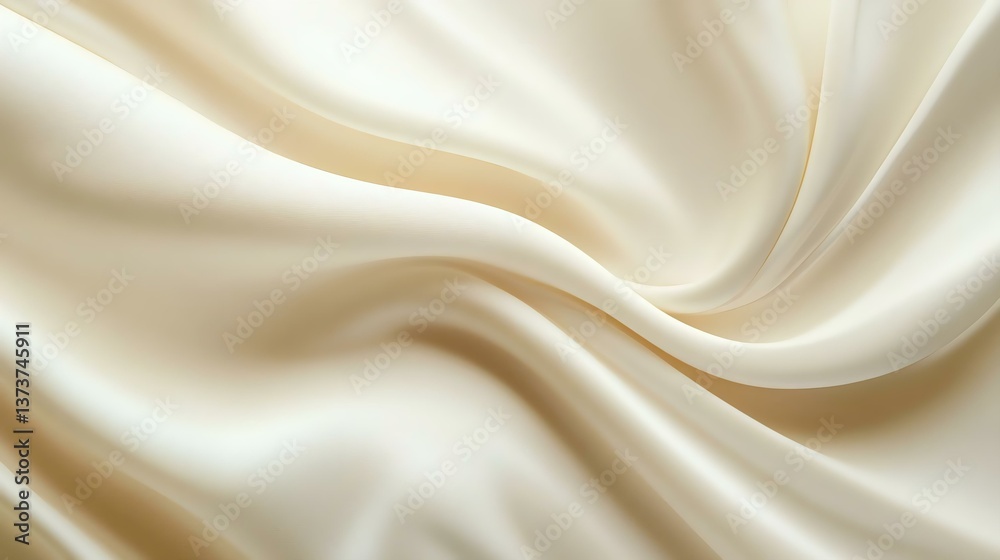 Elegant cream satin fabric with smooth, flowing drapes creating a luxurious and soft texture, perfect for fashion or interior design. Elegant cream satin fabric with smooth, flowing drapes creating a luxurious and soft texture, perfect for fashion or interior design.