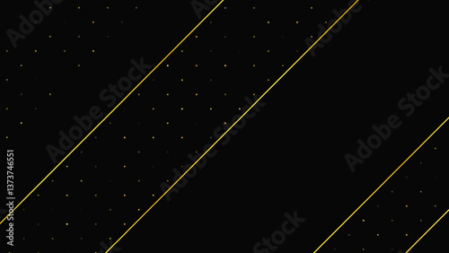 Dark background with golden lines and glittering dots