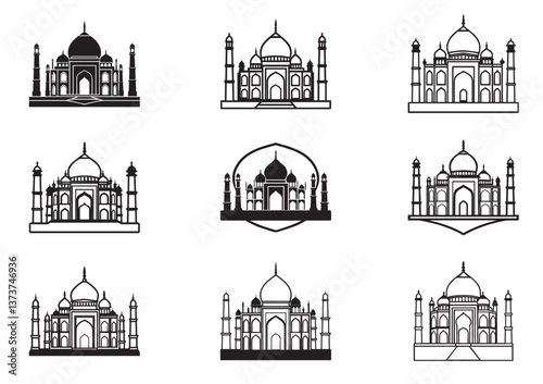 Taj mahal silhouette Vector