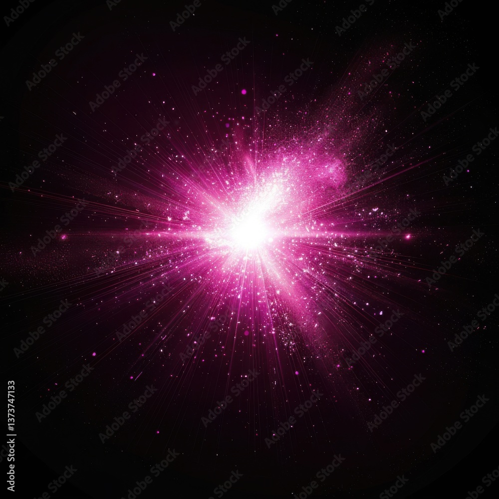 Vibrant Cosmic Explosion of Pink Light in Dark Space Background Vibrant Cosmic Explosion of Pink Light in Dark Space Background