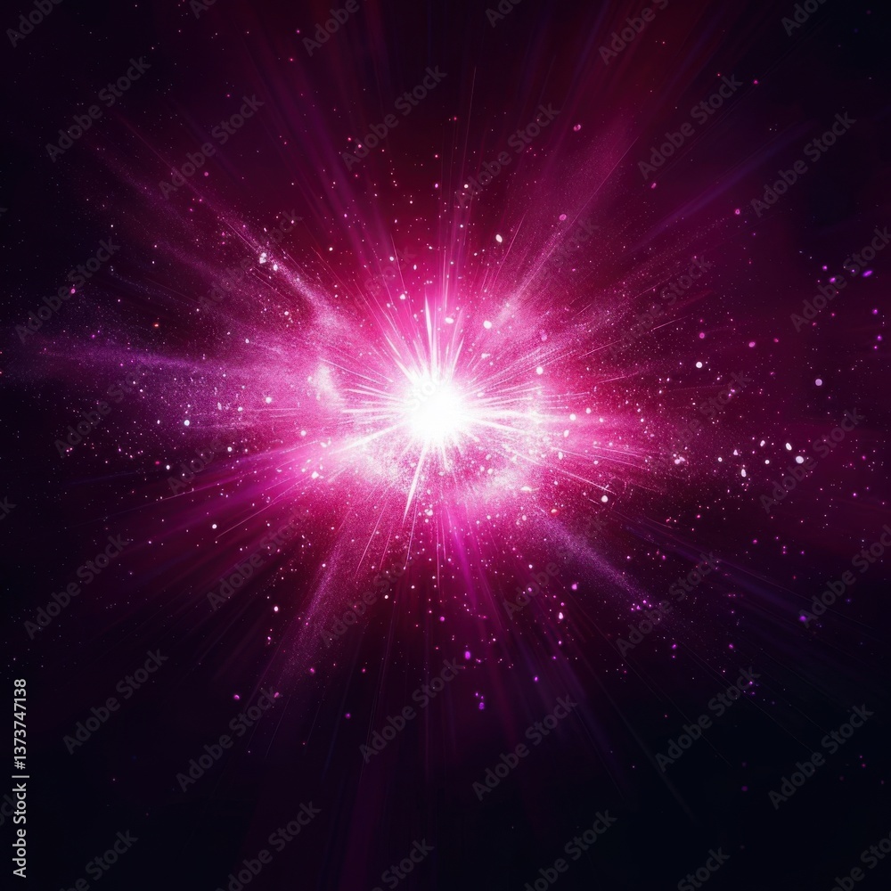 Cosmic Explosion of Bright Light with Colorful Light Rays in Space Cosmic Explosion of Bright Light with Colorful Light Rays in Space