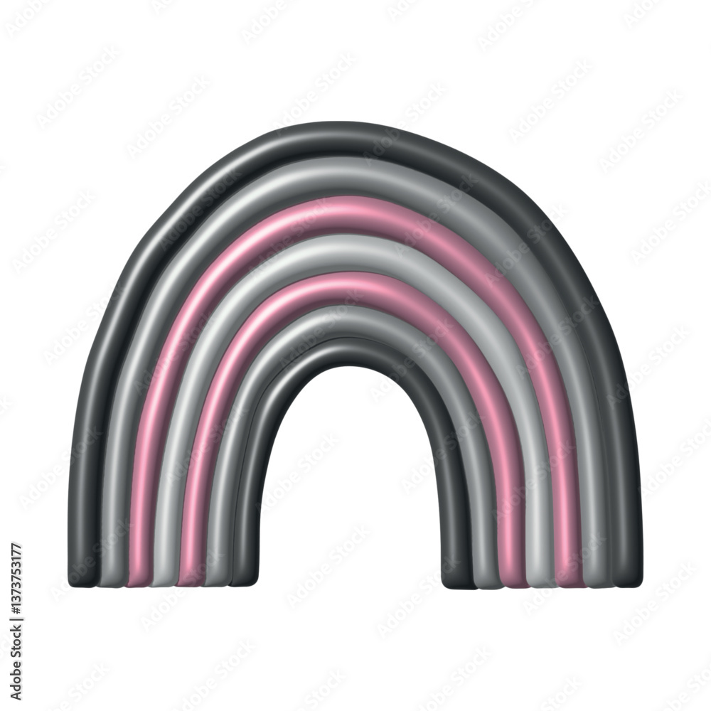 Fototapeta premium Colorful rainbow shape Demigirl pride flag Happy pride day LGBTQ community Pride Month Vector 3d clipart for posters, stickers, logo, cards