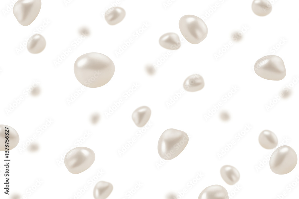 Falling Pearl isolated on white background, selective focus Falling Pearl isolated on white background, selective focus