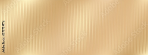 Corrugated, fluted golden glass vector texture. Ribbed plastic gradient background