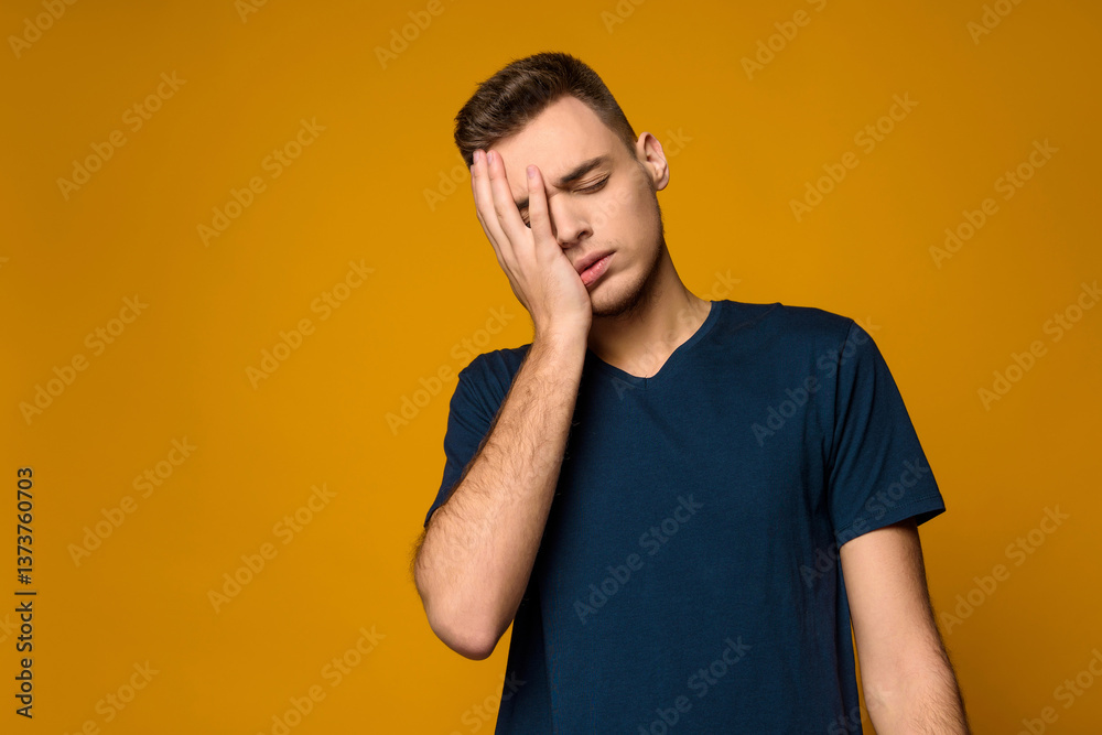 Young handsome thin guy is upset Young handsome thin guy is upset