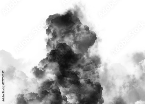 free form of black smog pollution isolated on transparency background