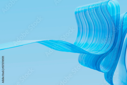 Abstract glass textured waves in blue with a fluid and modern design
