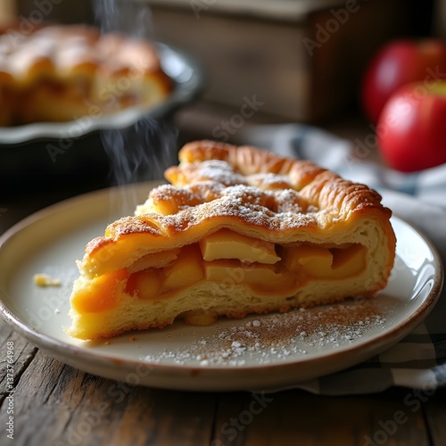 Plăcintă cu Mere Caldă Apple Pie, Romanian Sweet Dessert Pastry