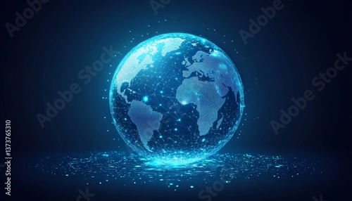 Obraz na płótnie Global Network, Digital World Globe Hologram, Concept of Global Connectivity, Technology Background w salonie