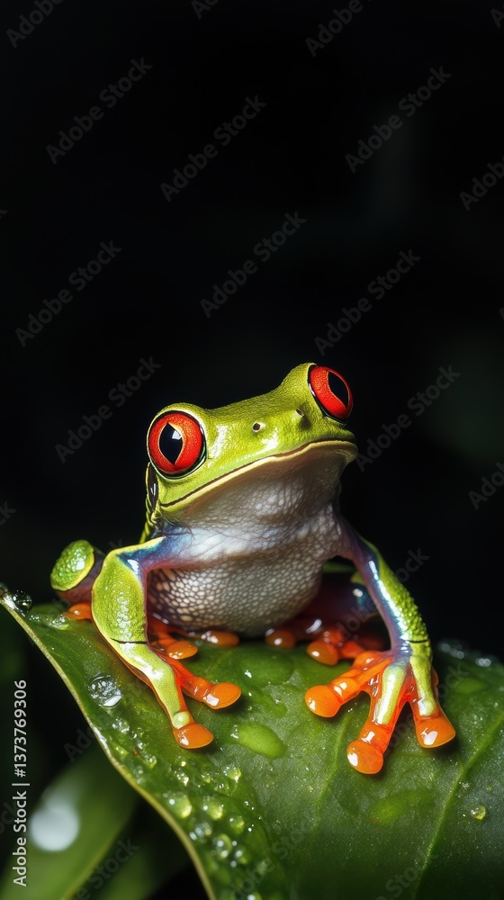 Close-Up of a Vibrant Red-Eyed Tree Frog