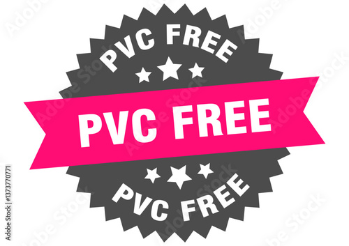 pvc free. pvc free round pink label isolated on transparent background