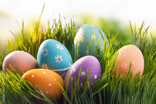 easter eggs in grass