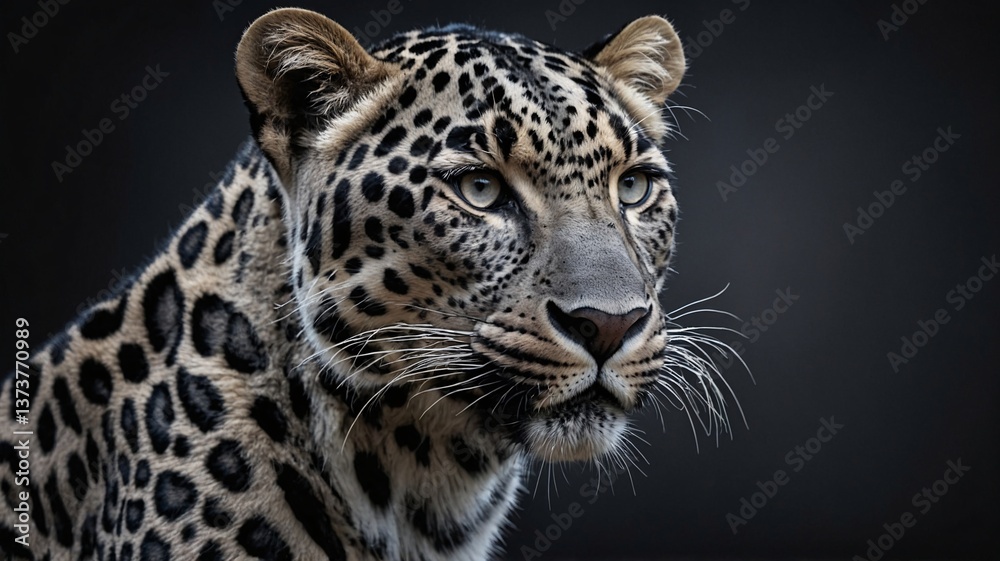 Obraz premium Close-up of a majestic leopard showcasing its distinctive coat and sharp gaze.