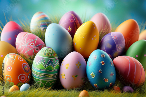 easter eggs in grass