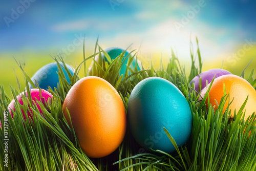 easter eggs in grass