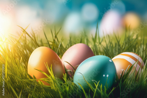 easter eggs in grass