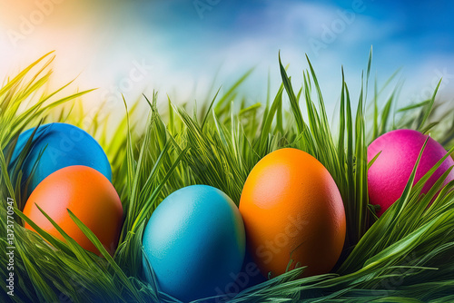 easter eggs in grass