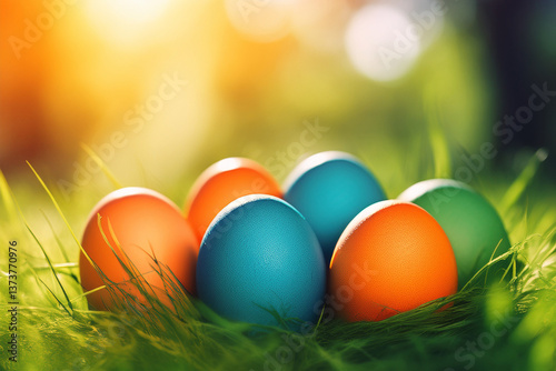 easter eggs in grass