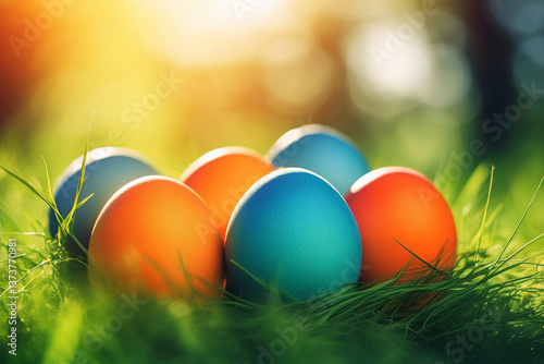 easter eggs in grass