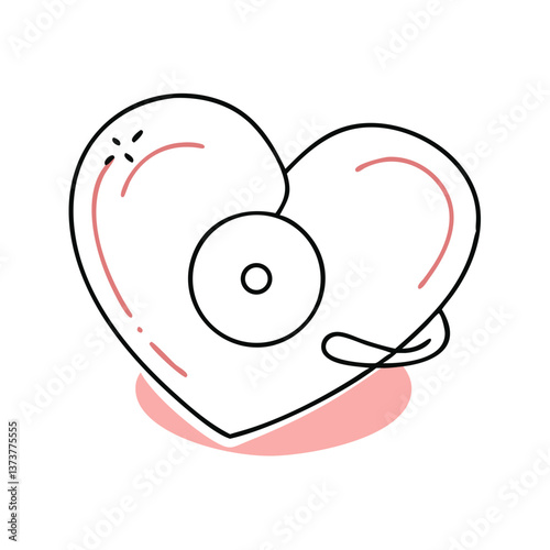 Vinyl record heart icon, nostalgic design for music lovers and retro enthusiasts