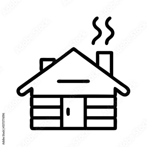 Wooden cabin with chimney smoke representing eco-friendly living  