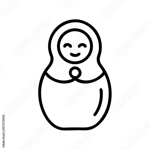 Simple outline matryoshka doll icon representing Russian culture and tradition