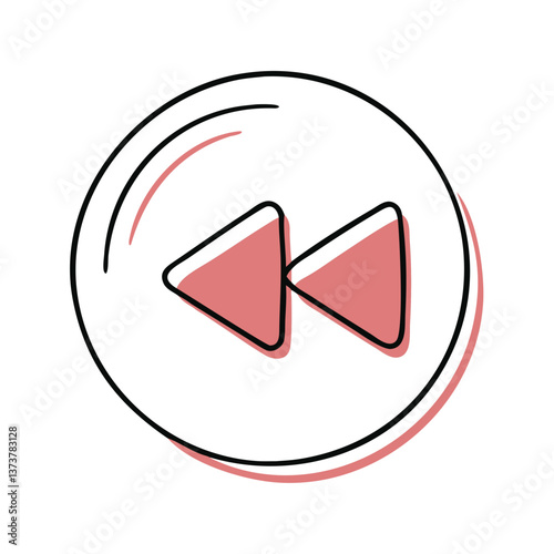 Rewind button icon with arrows, intuitive design for audio and video players, and multimedia enthusiasts