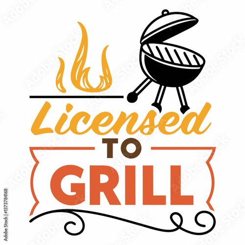 Licensed to Grill: BBQ Grill and Flames Design for Summer