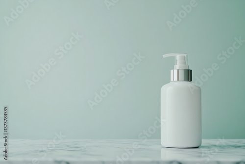 Minimalist design showcases elegant bottle on marble surface aga