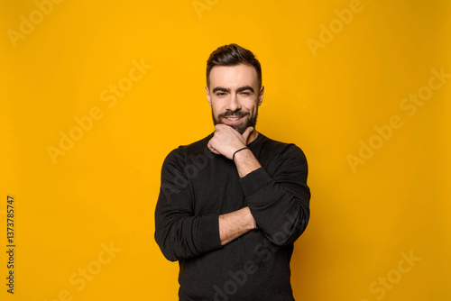 Obraz na płótnie Noble bearded confident man smiling isolated