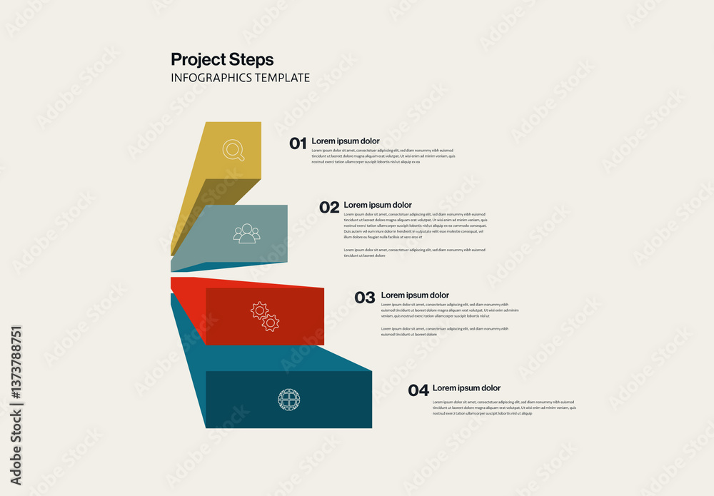 Project Steps Infographics Template with Columns Stock Template | Adobe ...