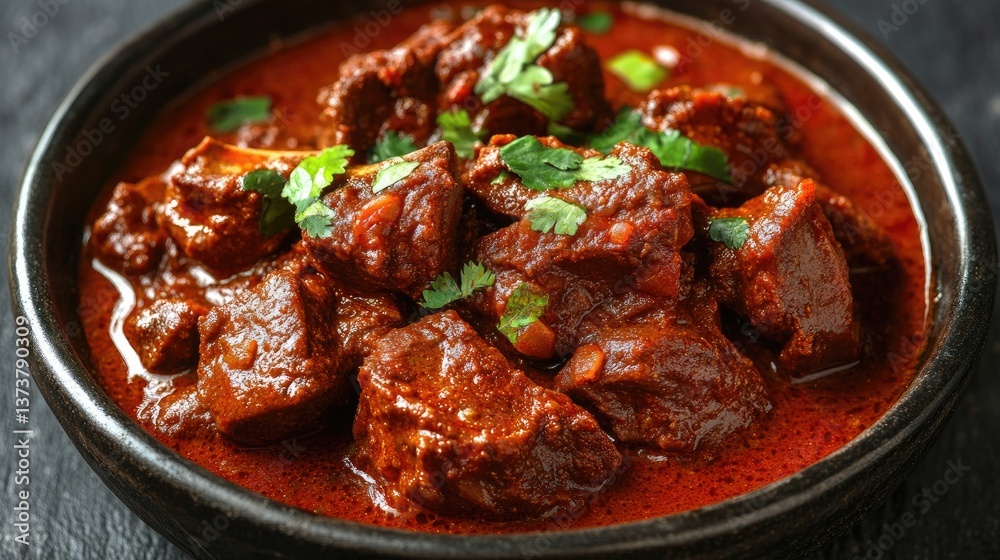 Rich and Spicy Beef Curry in a Black Bowl Rich and Spicy Beef Curry in a Black Bowl