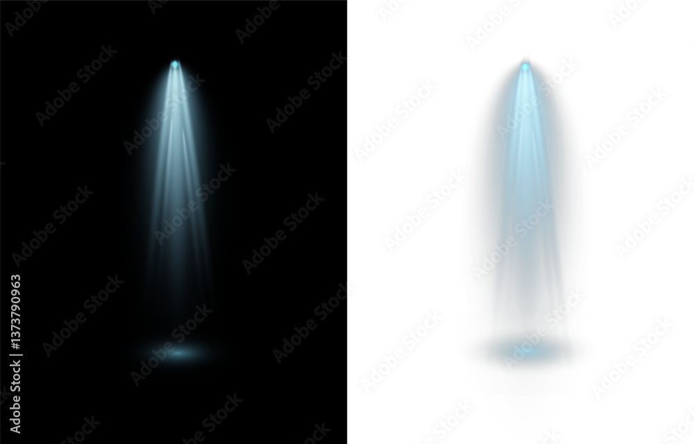 The vector set of light includes a light source, studio lighting, walls, and a PNG. It also includes spotlight lighting and a spotlight PNG. Finally, it includes light beams and a light effect.