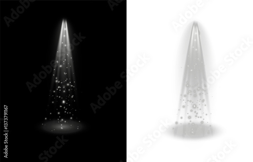 The vector set of light includes a light source, studio lighting, walls, and a PNG. It also includes spotlight lighting and a spotlight PNG. Finally, it includes light beams and a light effect.