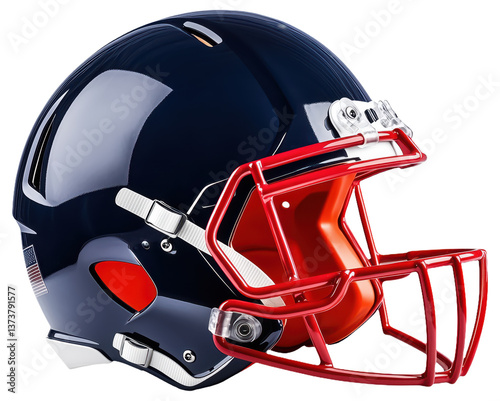 PNG American football helmet with red faceguard