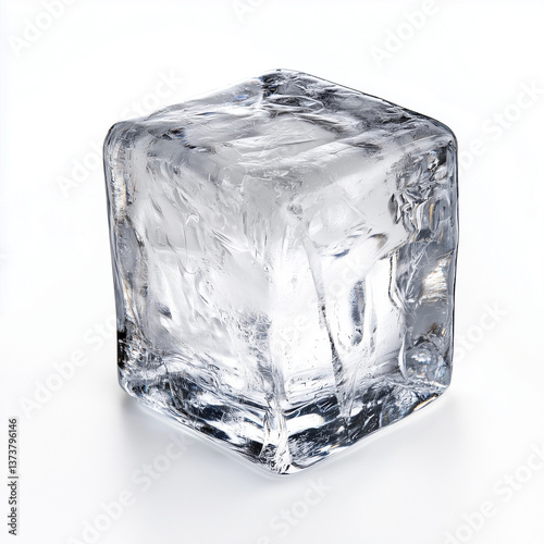 A cube of ice on white background