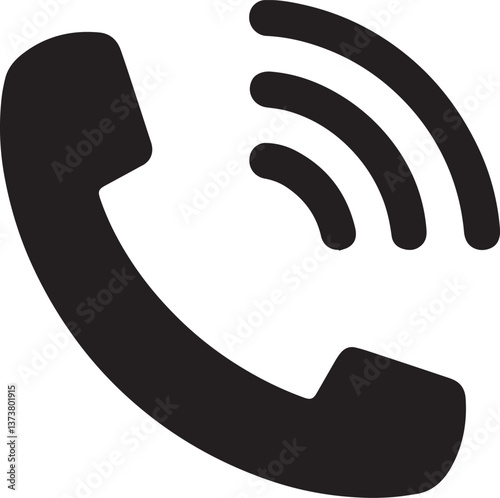 Phone Communication: A simplified graphic of a telephone handset, indicating a call.A 3D phone icon on a metal button symbolizing wireless communication and technology