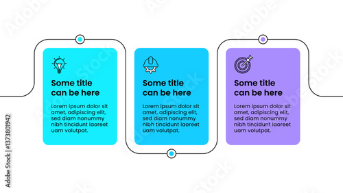 Infographics template. Line with 3 steps and rectangles