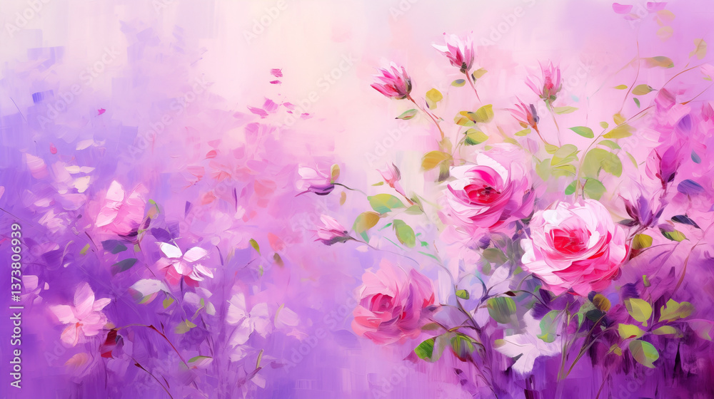 Obraz premium Pastel roses blooming in soft hues create a tranquil floral art piece for any space