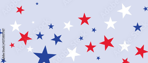 Abstract US flag color star element isolated on transparent background. Vector illustration of background.
