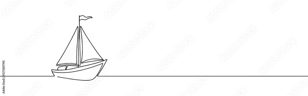 Sailboat continuous one line drawing. Sea boat, yacht in simple linear style. Vector illustration. Sailboat continuous one line drawing. Sea boat, yacht in simple linear style. Vector illustration.