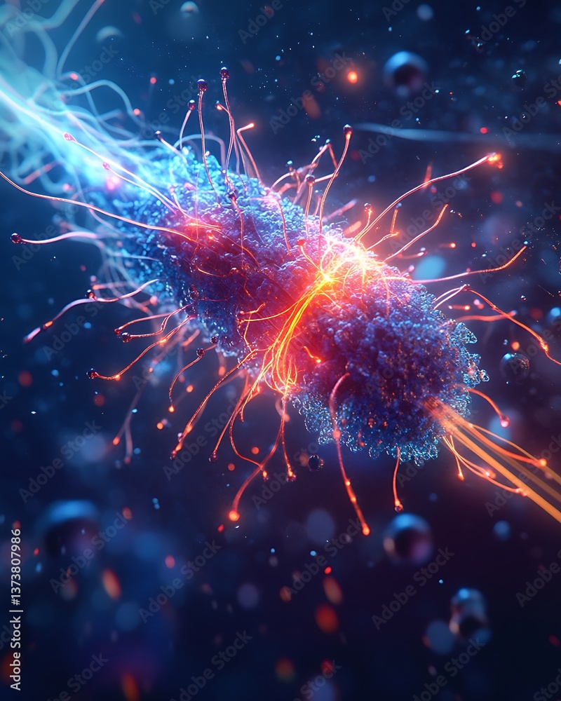 Fototapeta premium Futuristic quantum bacteria designed for space exploration and survival in zero gravity 