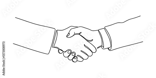 Handshake continuous one line drawing. Business agreement concept in simple linear style. Vector illustration.