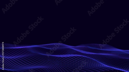 Data technology illustration. Abstract wave with connecting dots and lines. Digital background. 3d rendering. Seamless loop. 4k	