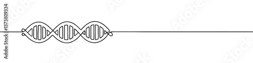 DNA or chromosome continuous one line drawing. Spiral molecule symbol. Vector illustration.